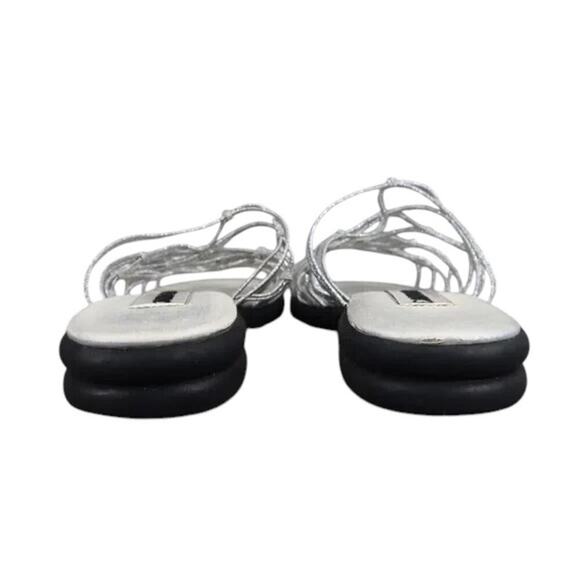 Cabin Creek Shoes Womens 6 Sandal Fashion Slip On Strappy Metallic Elastic Retro - Picture 3 of 11